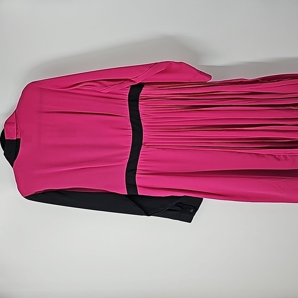 AS Color Blocked Dress Raspberry Pink & Black w Pleated Detail - Picture 10 of 12